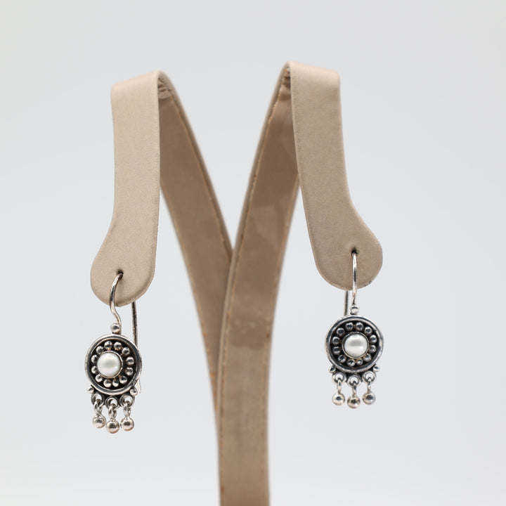 925 Sterling Silver Dreamcatcher Style Dangle Earrings with Pearl