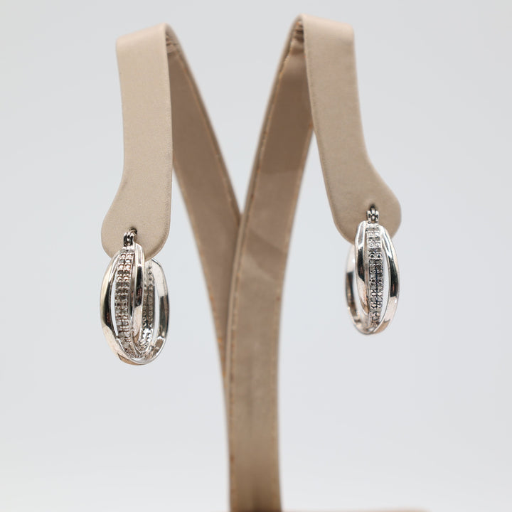 925 Sterling Silver Triple Strand Intertwined Hoop Earrings