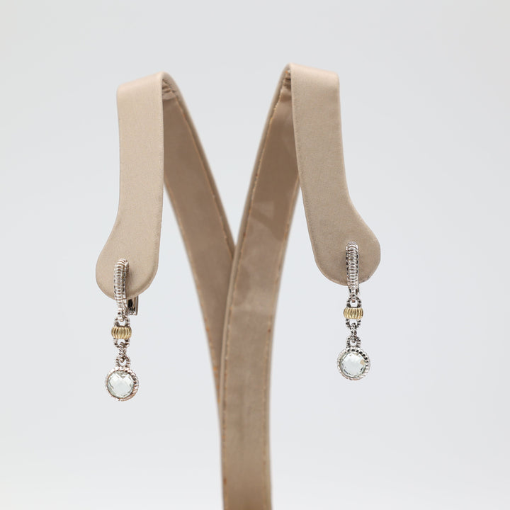 Judith Ripka 925/18K Yellow Gold Quartz Snuggie Drop Dangle Earrings
