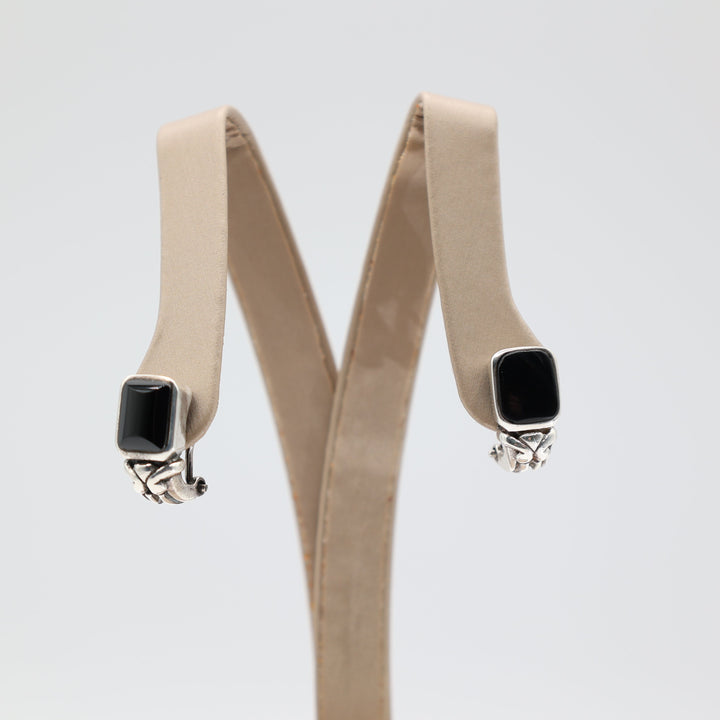 925 Sterling Silver & Black Onyx Shrimp Earrings