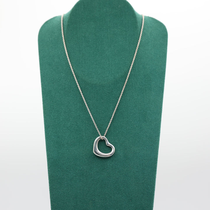 Tiffany and Co Elsa Peretti 22mm Open Heart Pendant Necklace
