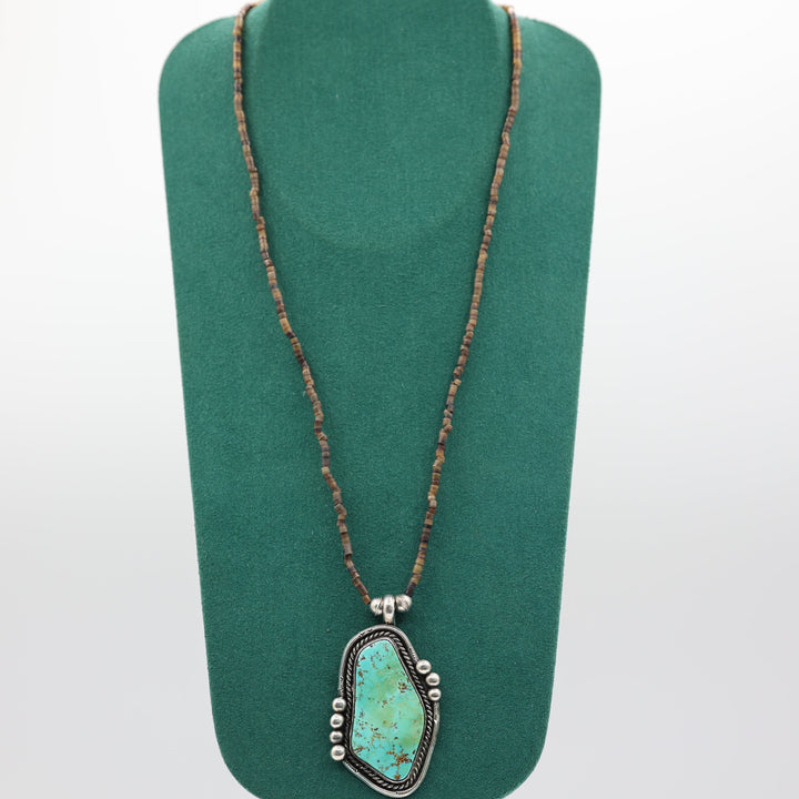 925 Silver Turquoise Horn Cabochon Necklace Pendant