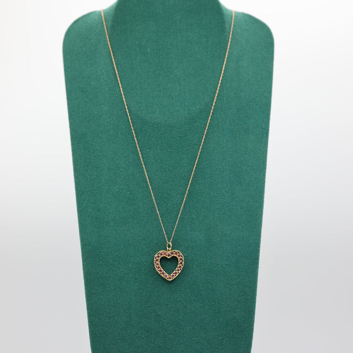 14k Yellow Gold Chain with 14k Pink Sapphire Heart Elegant Necklace - 19 in.