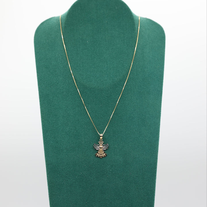 14k Yellow Gold Chain With Angel pendant Necklace - 16 in.