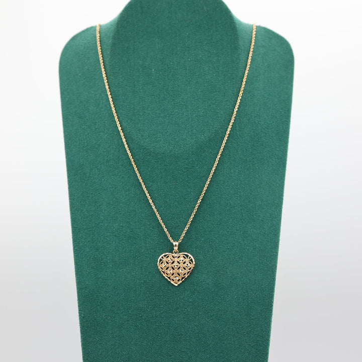 14k Yellow Gold with 20mm x 19mm Golden Heart Pendant Necklace - 18 In.