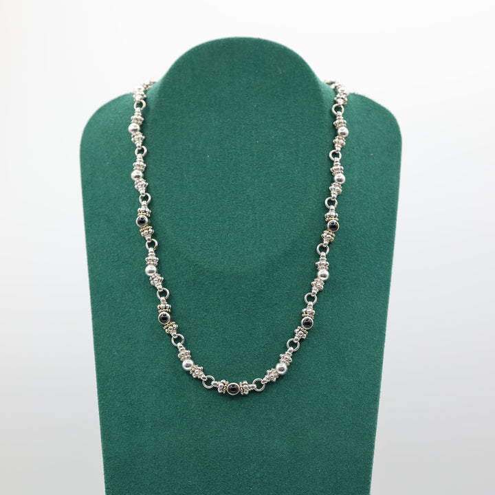 Lagos 925 Caviar with Black Onyx Stones and 18k Yellow Gold Accents - 16 in.
