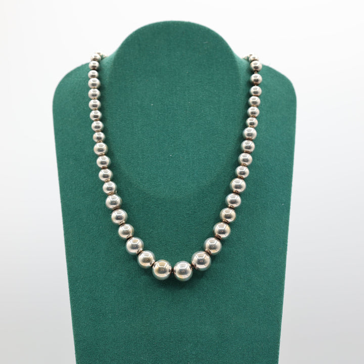 Tiffany & Co. 925 Sterling Silver 15.5 Inch Graduated Beaded Necklace