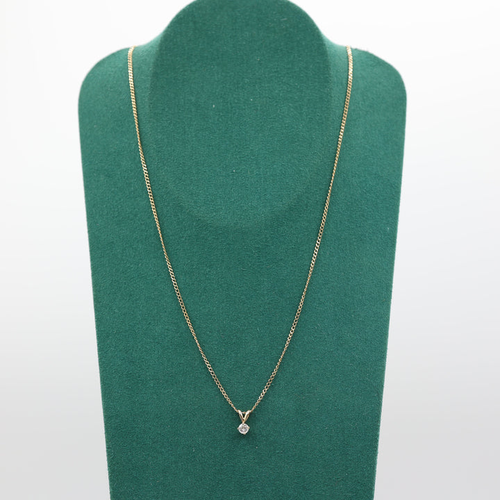 14K Yellow Gold 4mm Round Cut Diamond Necklace Pendant