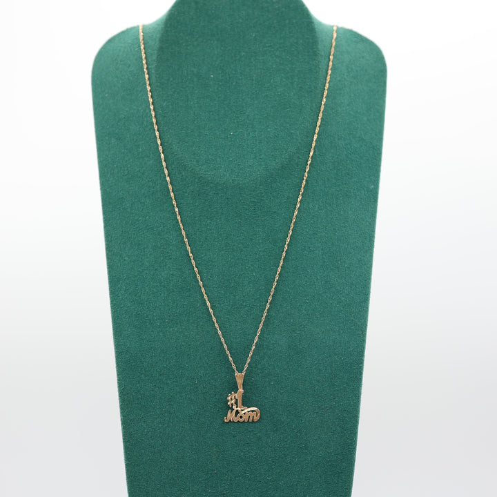 14K Yellow Gold Number One Mom Necklace Pendant Jewelry
