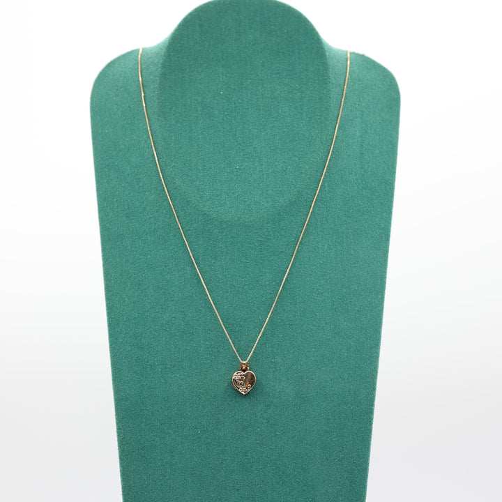 14k Yellow Gold 20 Inch Chain & Heart Locket Necklace