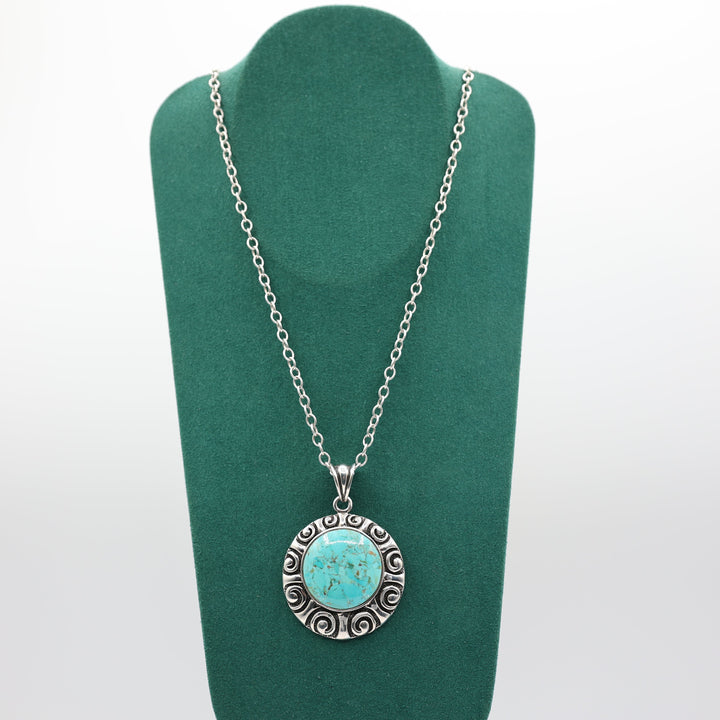 925 Sterling Silver Barse Turquoise Pendant Necklace