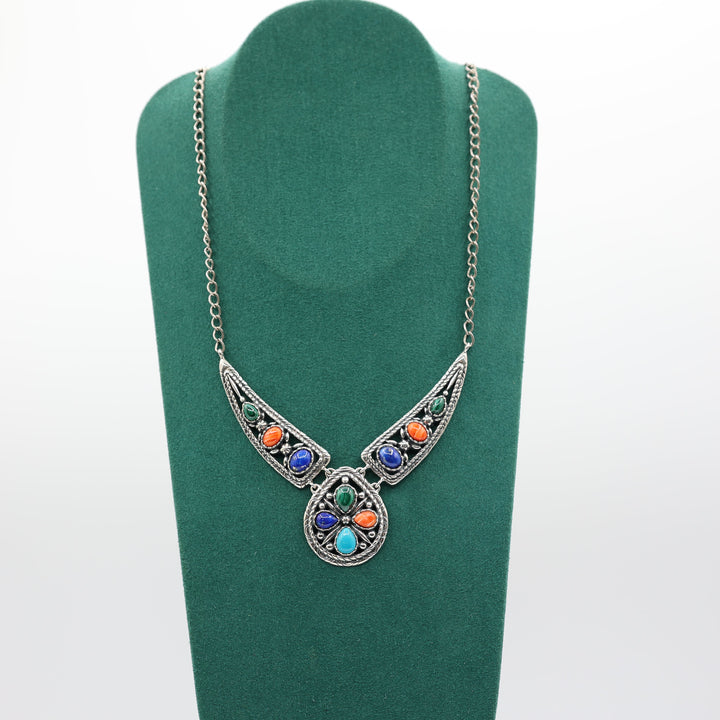 925 Sterling Silver Relios Multicolored Gemstone Necklace