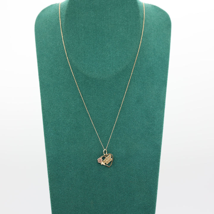 14k Yellow Gold 19 Inch Chain & Heart "Special Mom" Pendant Necklace