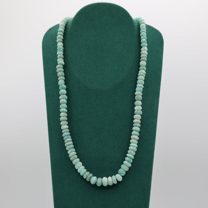 Sterling Silver 925 Amazonite Beaded Necklace 19 Inches