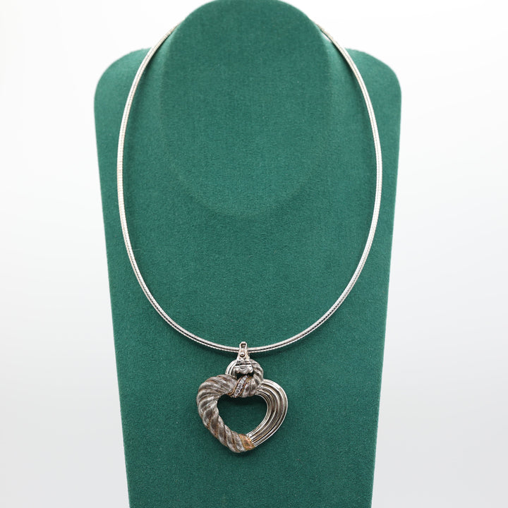 Judith Ripka 925 Sterling Silver Cubic Zirconia Open Heart Pendant Necklace