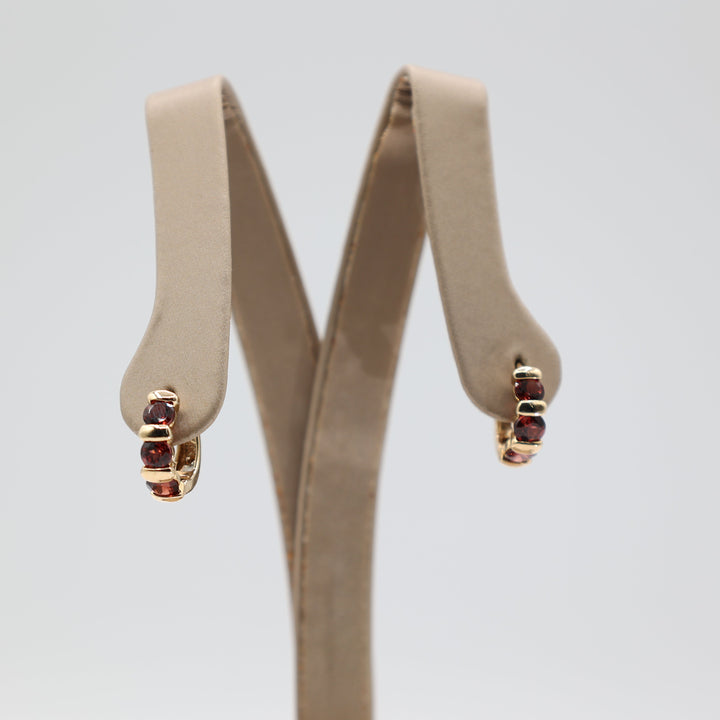 14K Yellow Gold Garnet Cuff Earrings Elegant Everyday Jewelry