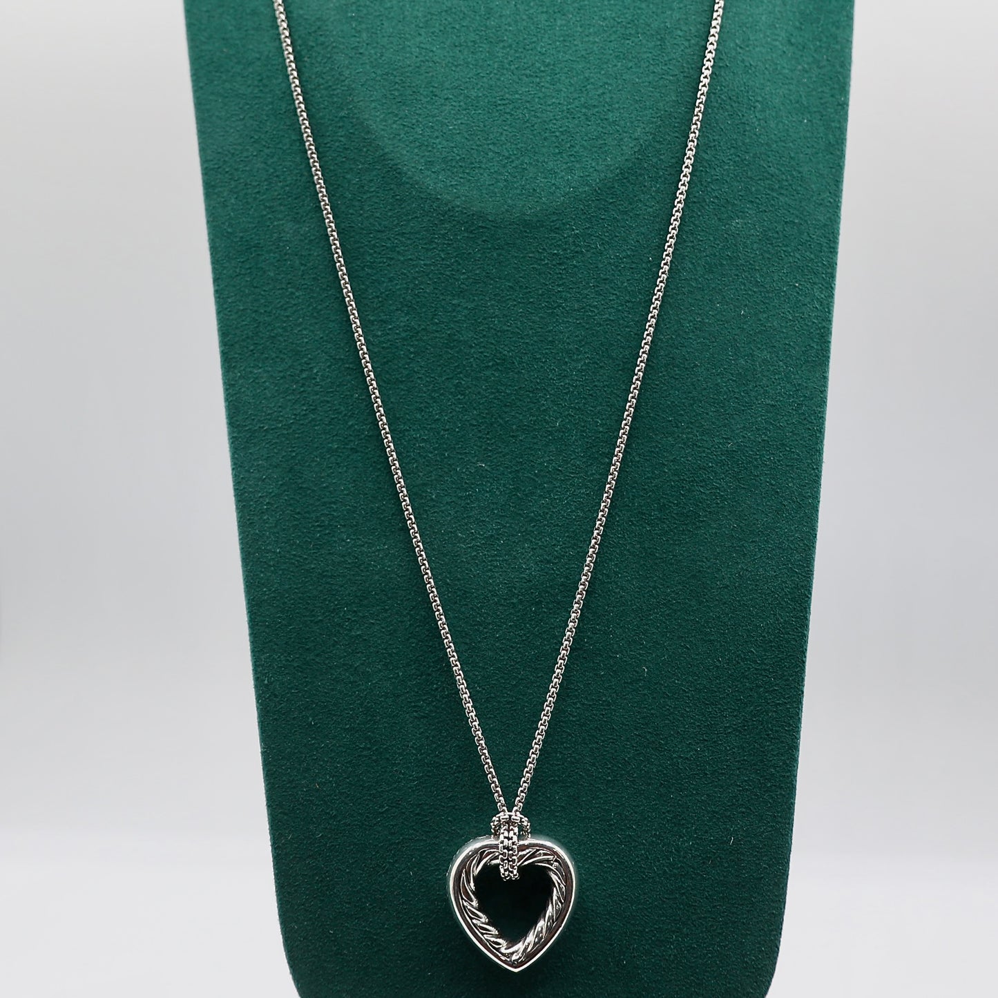 925 Sterling Silver and 18k Yellow Gold David Yurman Box Link Necklace with Heart Pendant - 21 Inches