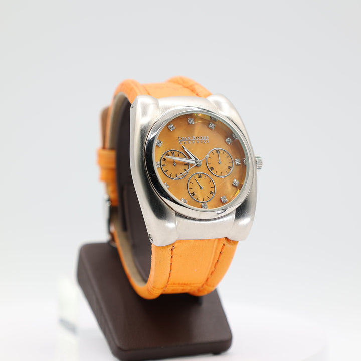 Joan Rivers Orange Mother of Pearl Watch With Leather Band