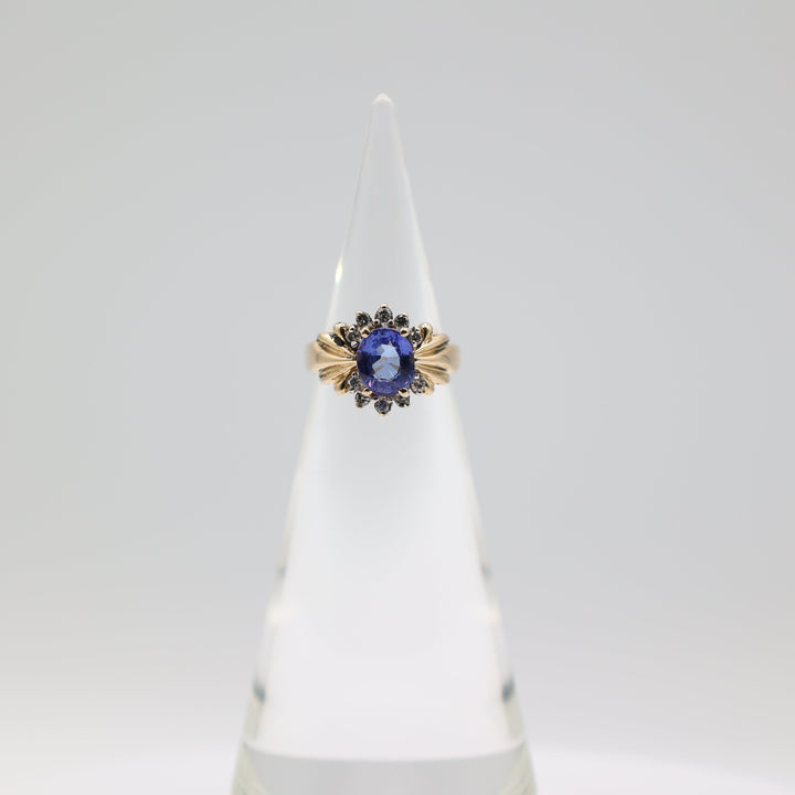 Levian 14K Yellow Tanzanite Ring 8x7mm Oval Diamonds 6.5