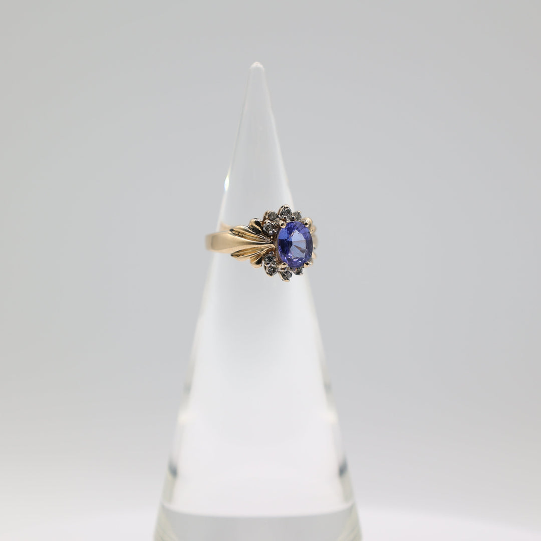 Levian 14K Yellow Tanzanite Ring 8x7mm Oval Diamonds 6.5