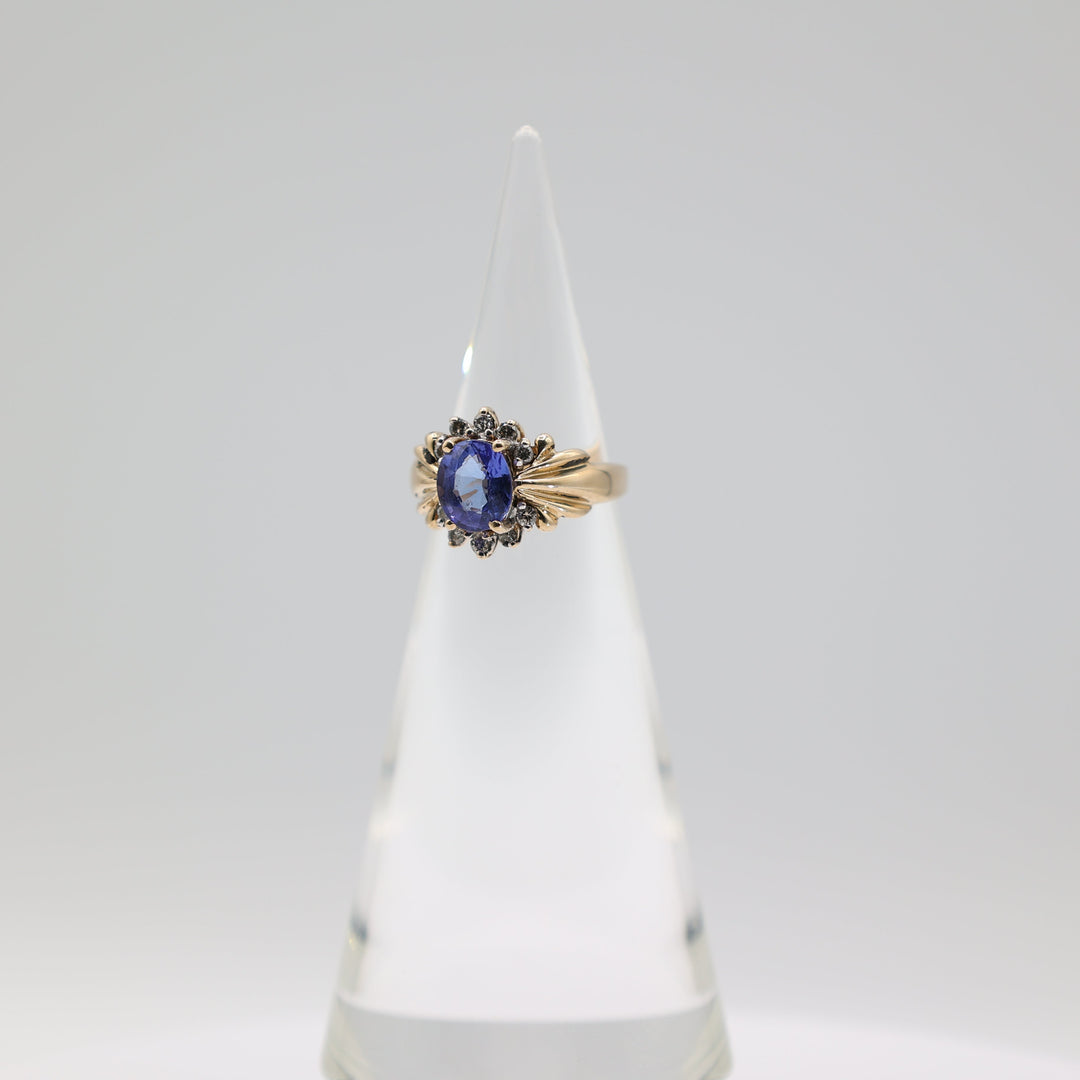 Levian 14K Yellow Tanzanite Ring 8x7mm Oval Diamonds 6.5