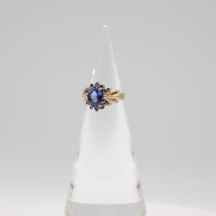 Levian 14K Yellow Tanzanite Ring 8x7mm Oval Diamonds 6.5