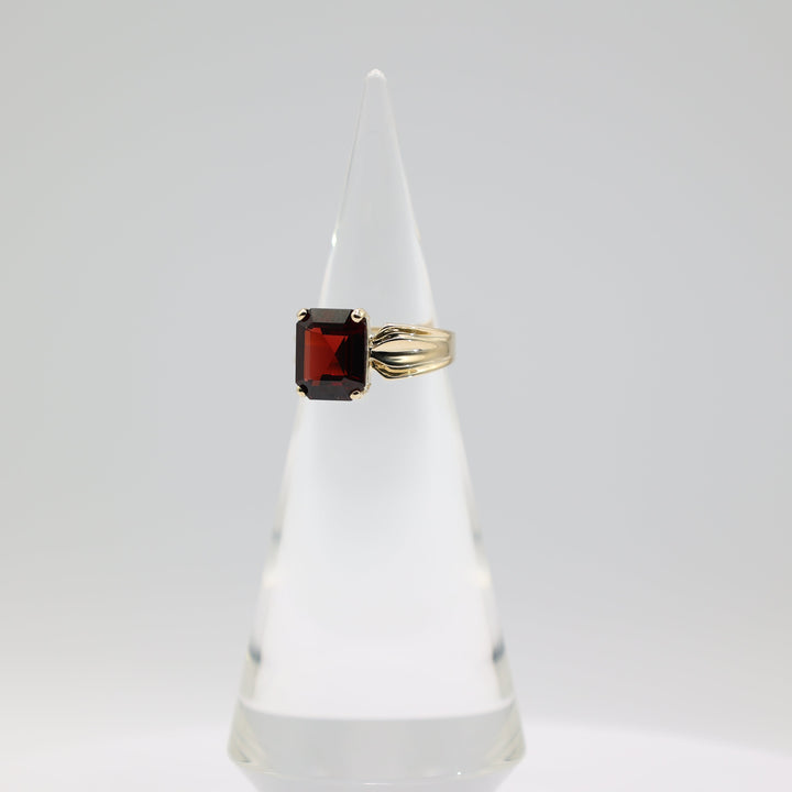 14K Yellow Gold Emerald Cut Garnet Ring 11.5x9.6mm 8.75