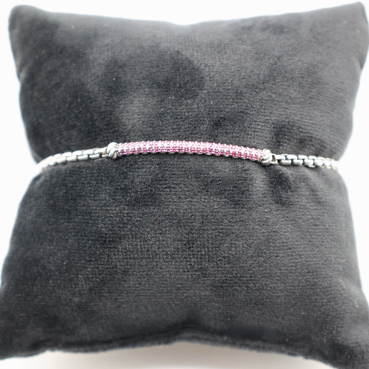 925 Sterling Silver David Yurman Pink Sapphire Bracelet