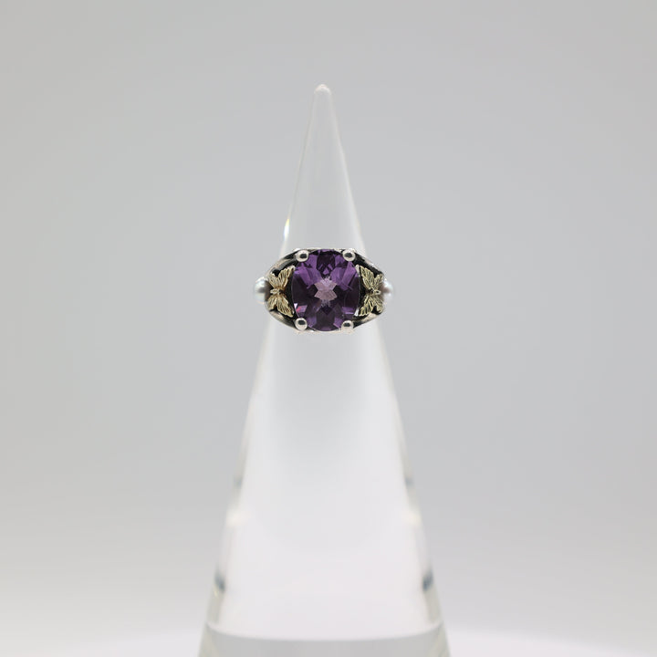 Amethyst Sterling Silver Ring With 18K Gold Butterfly