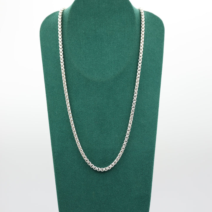 Sterling Silver Box Link Chain Necklace 24 Inch Length 925