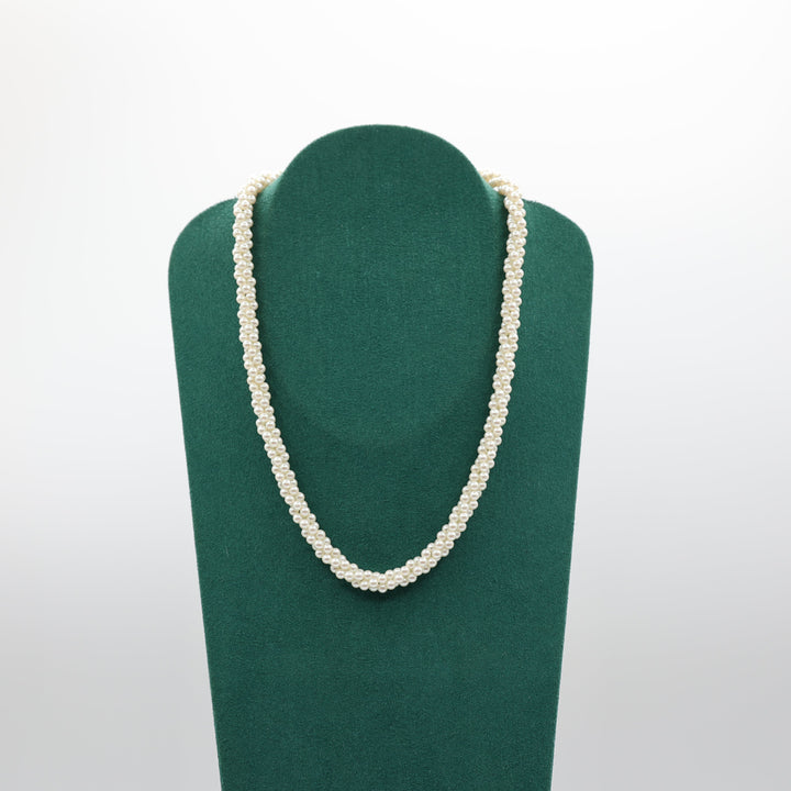 Gold Toned Pearl Faux 3 Strand Necklace with Fish Hook Clasp