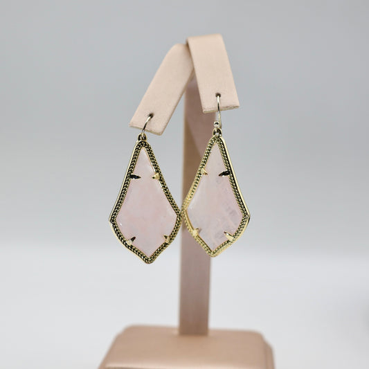 Gold Tone Kendra Scott Rose Quartz Drop Earrings