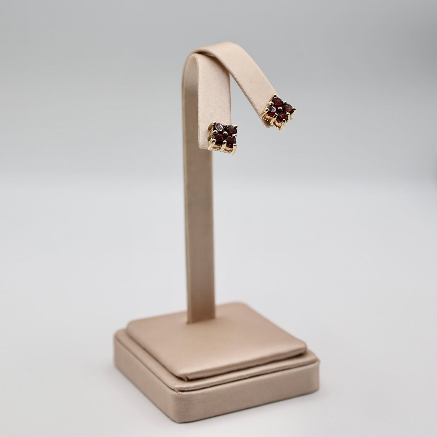 14k Yellow Gold 4 Garnet Stud Earrings