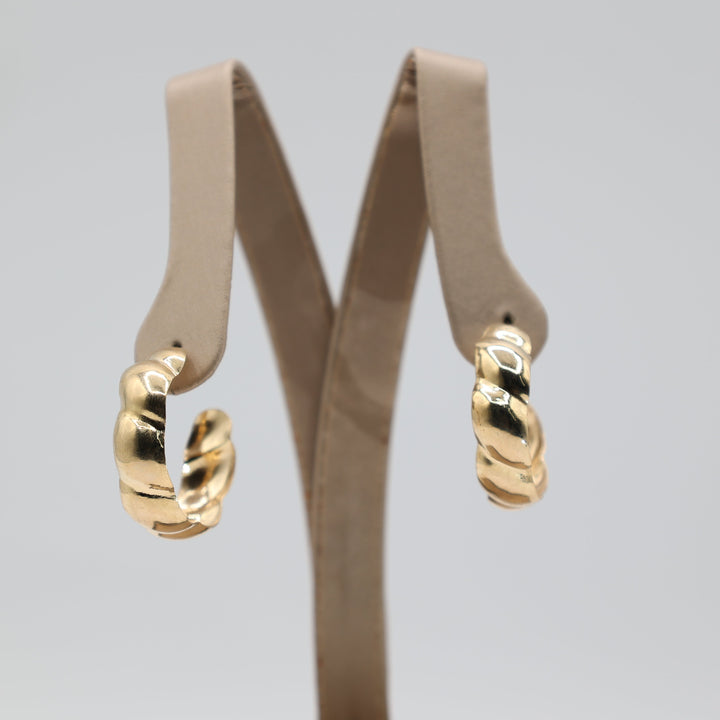 14K Yellow Gold Hoop Earrings One Inch Diameter Elegant Everyday Jewelry