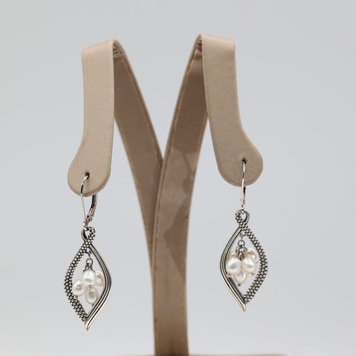 Lagos 925 Sterling Silver Pearl Cluster Dangle Earrings