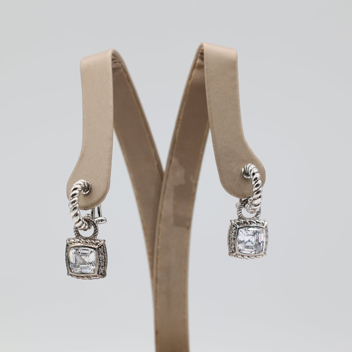Judith Ripka CZ Square Dangle Earrings