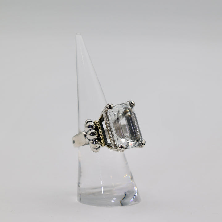 925 Sterling Silver and 18k Yellow Gold LAGOS Caviar Sapphire Ring - Size 6.75