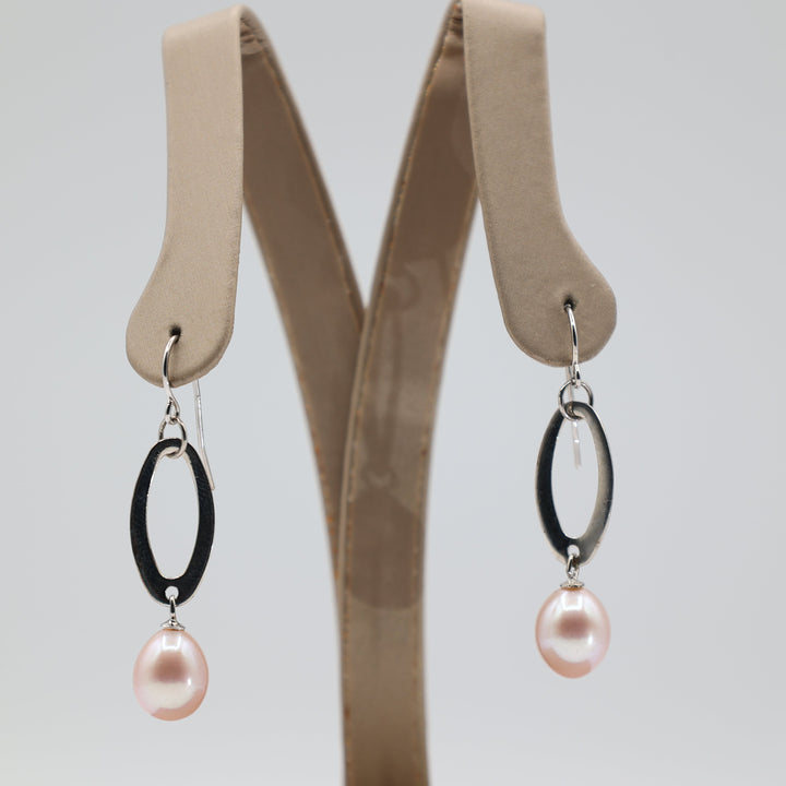 925 Sterling Silver and Pearl Dangle Earrings