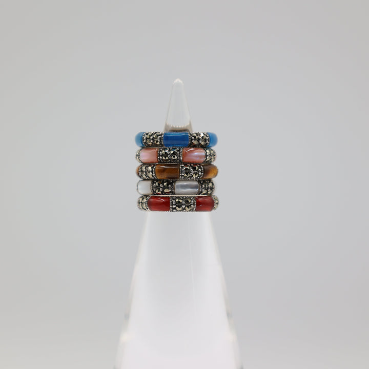 Sterling Silver Stackable Rings Set of 5 Size 5.5 Thailand
