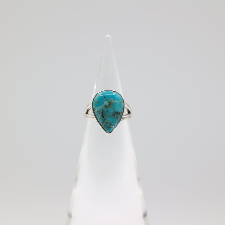 Sterling Silver Turquoise Teardrop Ring Size 6.75 Jewelry
