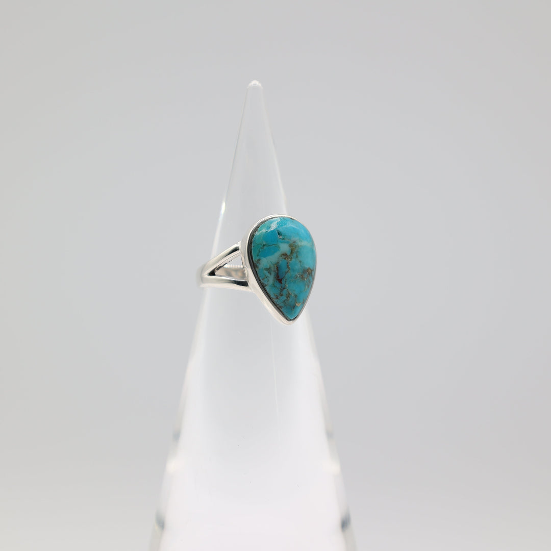 Sterling Silver Turquoise Teardrop Ring Size 6.75 Jewelry