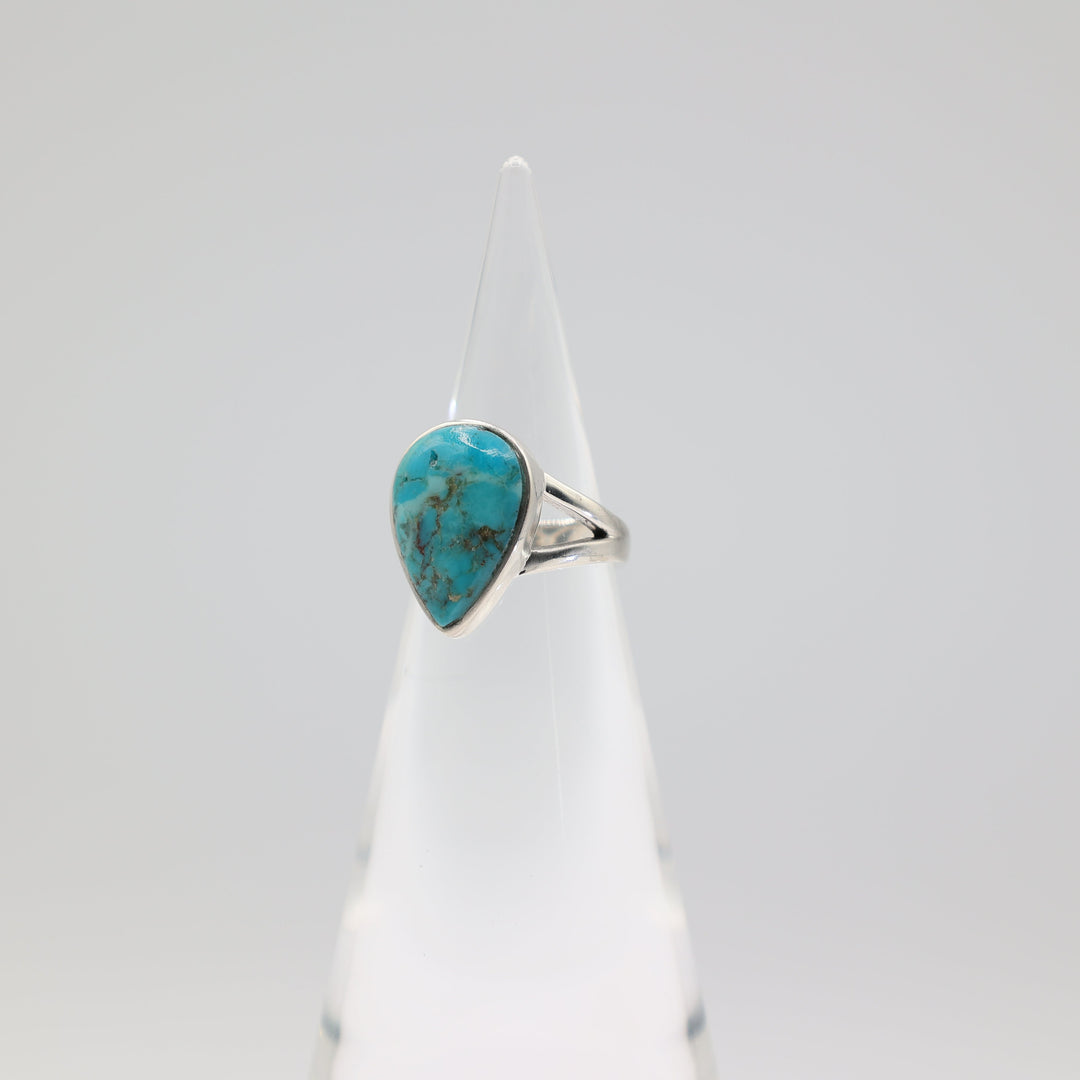 Sterling Silver Turquoise Teardrop Ring Size 6.75 Jewelry