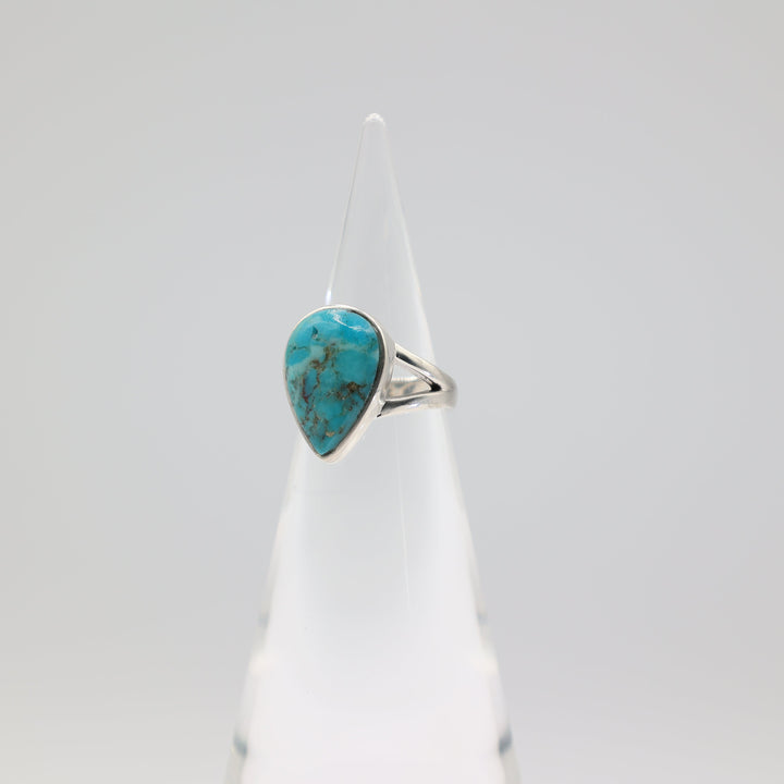 Sterling Silver Turquoise Teardrop Ring Size 6.75 Jewelry