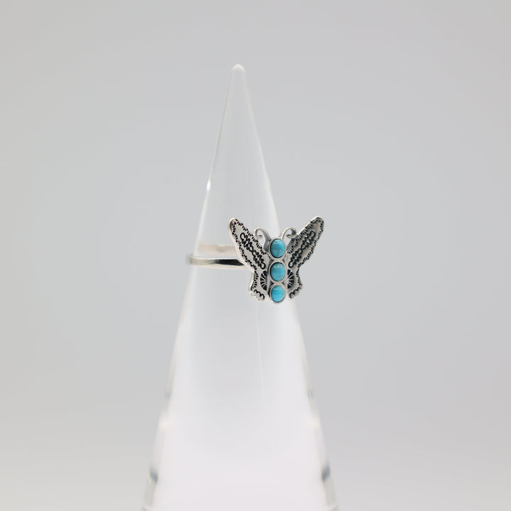 Sterling Silver Butterfly Ring Kingman Turquoise Size 8