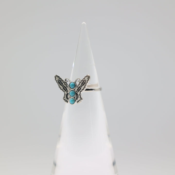 Sterling Silver Butterfly Ring Kingman Turquoise Size 8