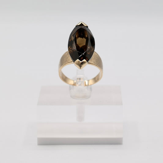 14k Yellow Gold Smokey Quartz Ring - Size 7