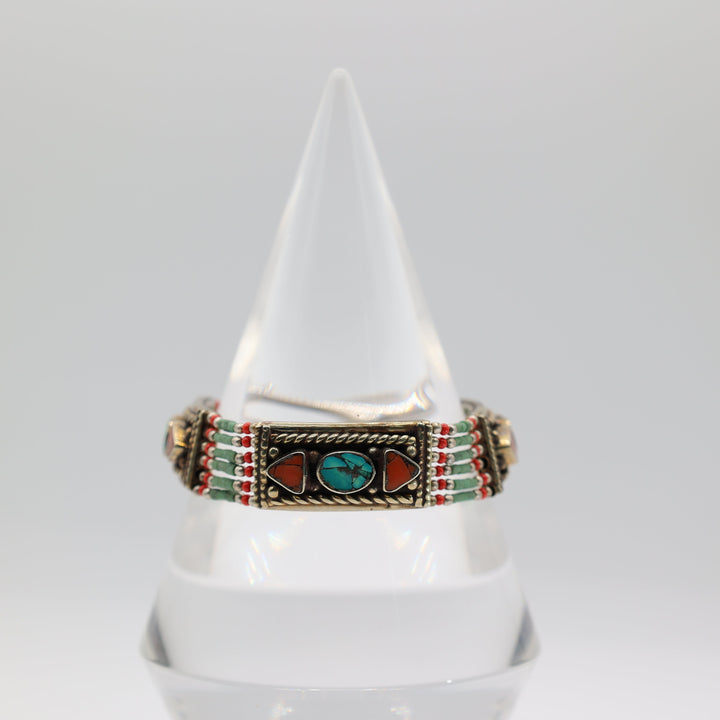 Southwest Style Tibetan Turquoise and Coral Beaded Necklace and Bracelet Set