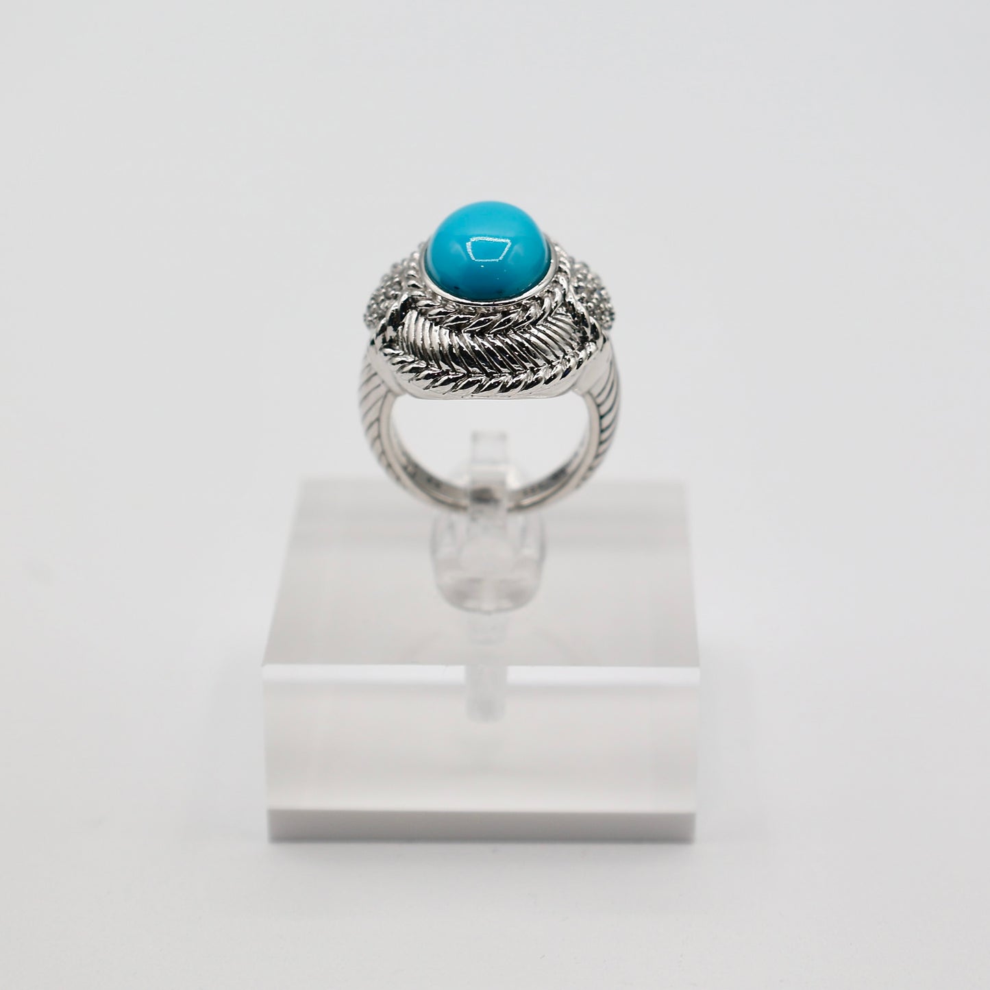 925 Sterling Silver Judith Ripka Oval Turquoise Ring - Size 6