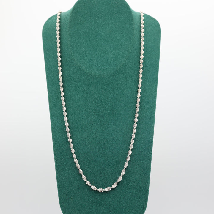 925 Sterling Silver Twisted 23 Inch Chain Necklace