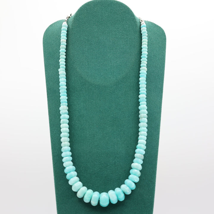 925 Sterling Silver Beaded Turquoise Necklace 21.5 Inches Long